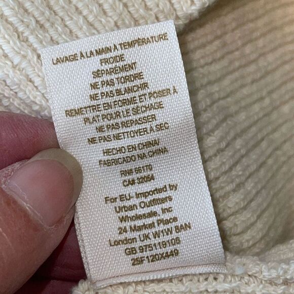 Free People Womens Open Knit Long Sleeve Tunic Sweater Ivory Size Medium NWT - Picture 9 of 11